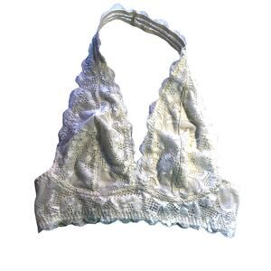 Intimately Free People Cream Lace Bralette Wireless Lined Halter Romantic XS